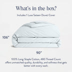 Brooklinen Luxury Sateen Duvet Cover - 100% Cotton, King/California King Size in Sky with Extra-Long Corner Ties and Button Closure - Best King/Cali King Duvet Covers