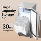 15” Under Counter Ice Maker Machine, 130 Lbs/Day with 30 LBS Storage Bin, Built-in Freestanding Stainless Steel Ice Maker with Auto-Cleaning, Smart LCD Panel, for Commercial & Home Outdoor Use