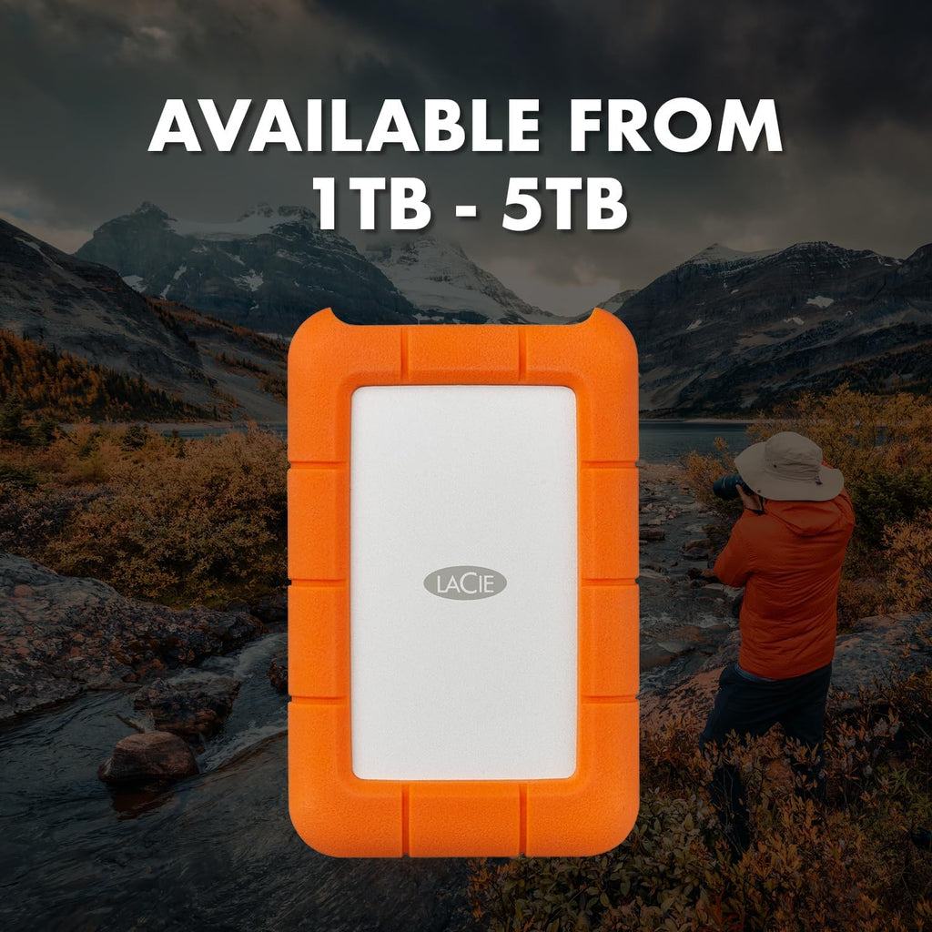 LaCie Rugged Mini, 1TB, 2.5", Portable External Hard Drive, for PC Mac iPad and iPhone, Data Rescue Service (LAC301558)
