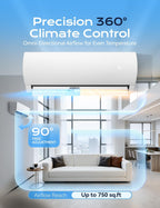 Tehanld Mini Split Ac/Heating System - 12000 BTU Mini Split Air Conditioner with Heat Pump, 19 SEER2 115V Energy Efficient AC Unit Up to 750 Sq.Ft, Complete Installation Kit