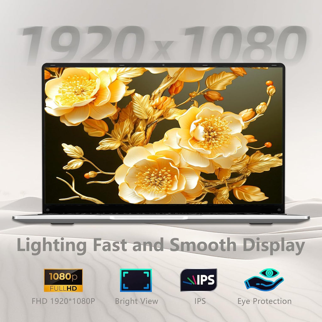15.6 inch Laptop  Laptops with Celeron N4000  2025 Gaming Laptop for 8GB LPDDR4 256GB SSD  IPS FHD 1920x1080  WiFi+BT4.2+Mini HDMI+TF Card Slot  Traditional Laptops Computers Convertible 180° Netbook