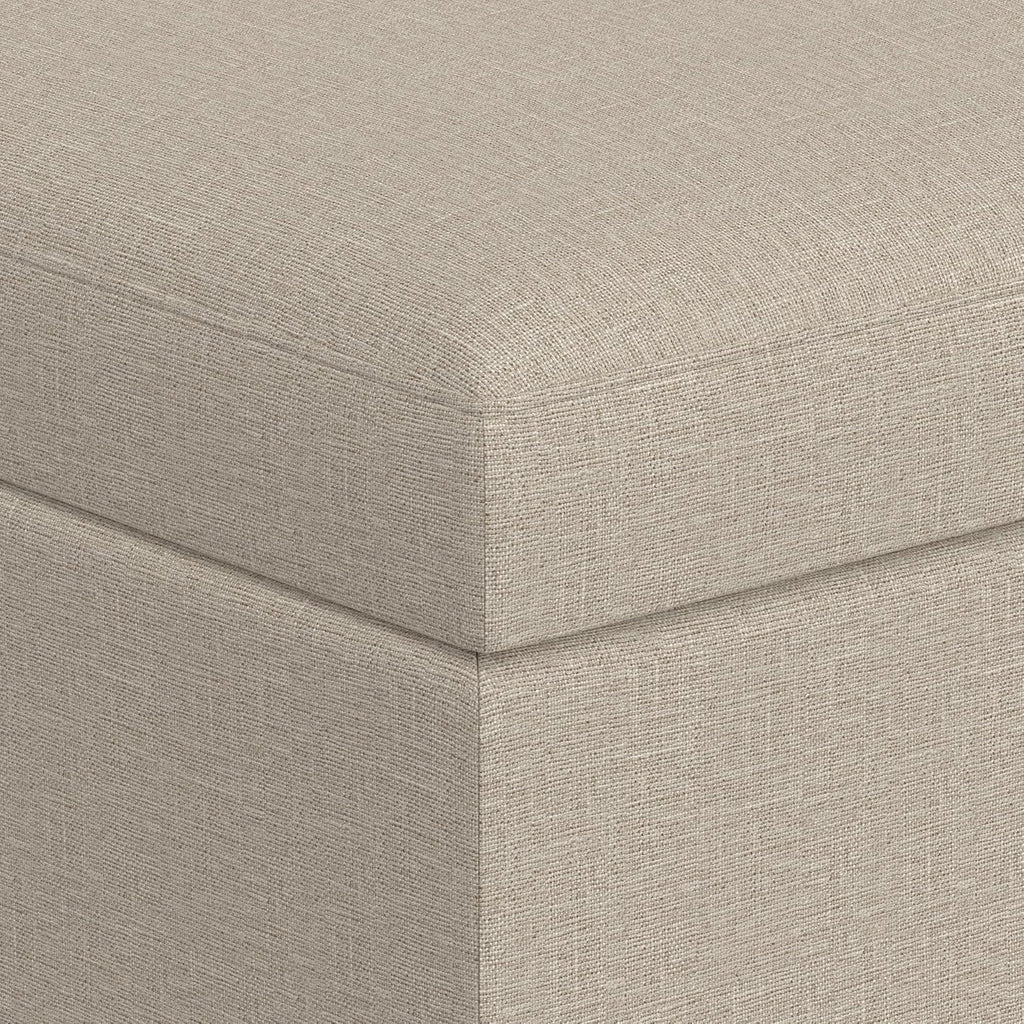 SIMPLIHOME Owen Coffee Table Storage Ottoman - 34 inch Wide Upholstered Linen Look Fabric Rectangular Lift-Top Ottoman in Natural, Mid-Century Modern Bench for Living Room with Tapered Legs