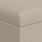 SIMPLIHOME Owen Coffee Table Storage Ottoman - 34 inch Wide Upholstered Linen Look Fabric Rectangular Lift-Top Ottoman in Natural, Mid-Century Modern Bench for Living Room with Tapered Legs