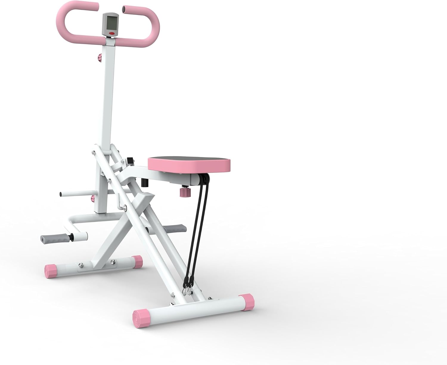 Squat Machine for Home Gym, Foldable Glute Trainer with Resistance Bands, Hip Thrust, Butt and Thigh Workout, Pink