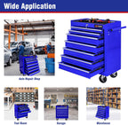 7 Drawers Rolling Tool Cart on Wheels, Multifunctional Organizer Tool Chest Tool Case, Trolley Tool Storage Tool Box for Workshop,Garage,Repair Shop (7 Drawers 24.2" W×12.9" D×29.9" H-Blue)