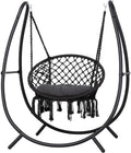 ANOW Hammock Swing with Stand Included, Outdoor Hanging Swing Chair with Stand and Removable Seat Cushion, Max 400 Lbs, Dark Grey