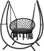 ANOW Hammock Swing with Stand Included, Outdoor Hanging Swing Chair with Stand and Removable Seat Cushion, Max 400 Lbs, Dark Grey
