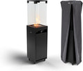 Planika Faro 41 000 BTU Propane Patio Heater 59" Modern Freestanding Glass Tower with Wheels  Smokeless 360° Flame  Cover & Regulator Included for Commercial & Residential Outdoor Spaces
