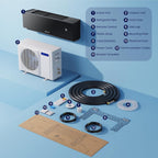 DELLA Umbra Series 12000 BTU Mini Split Work with Alexa 20 SEER2 Cools Up to 550 Sq.Ft Energy Saving Split AC & Pre-Charged 1 Ton Heat Pump Ductless Inverter System