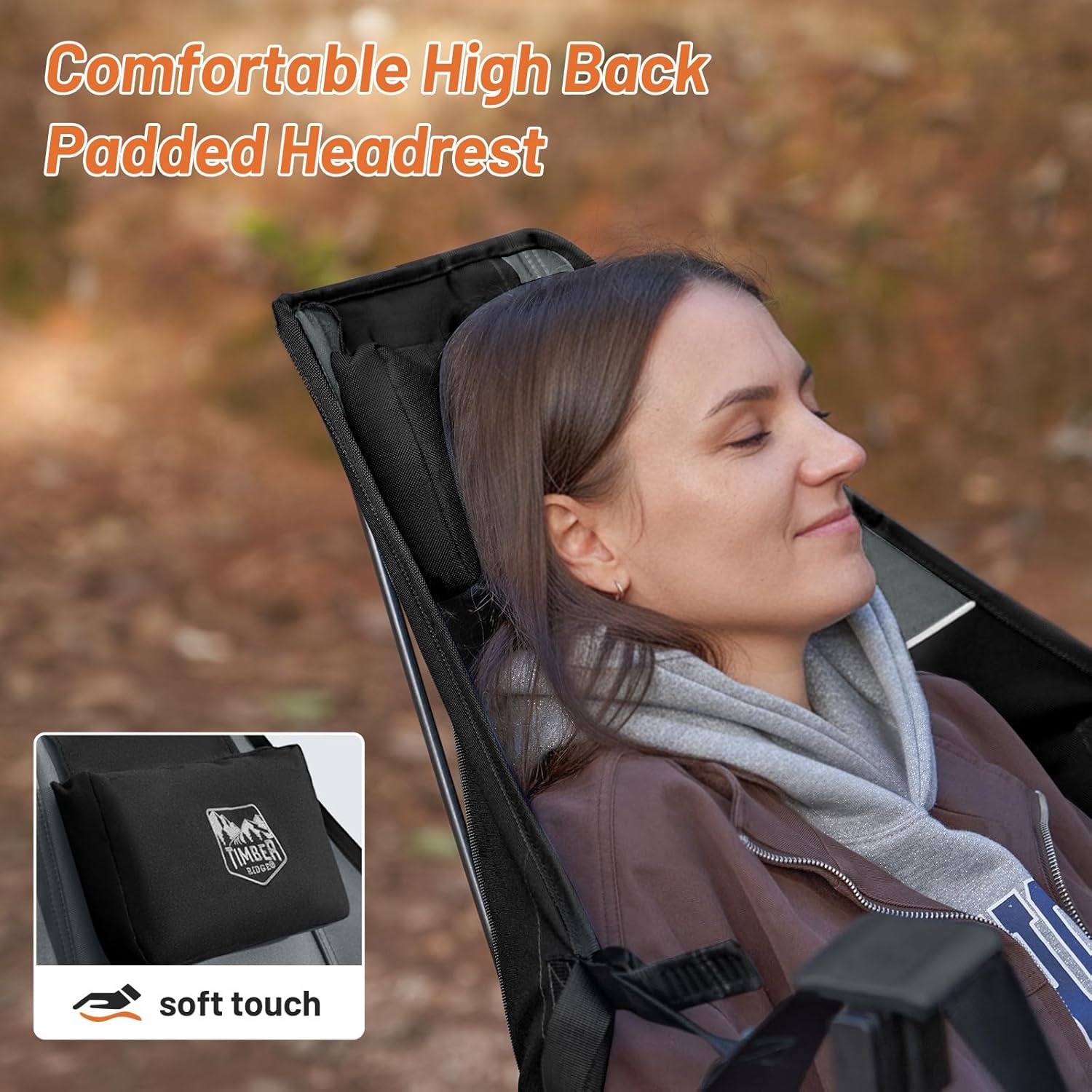 TIMBER RIDGE Hammock Camping Chair with Adjustable Backrest, Heavy Duty Folding Hammock Chair Supports 300lbs, Portable Hammock Chair for Camping, Travelling and Patio, Black