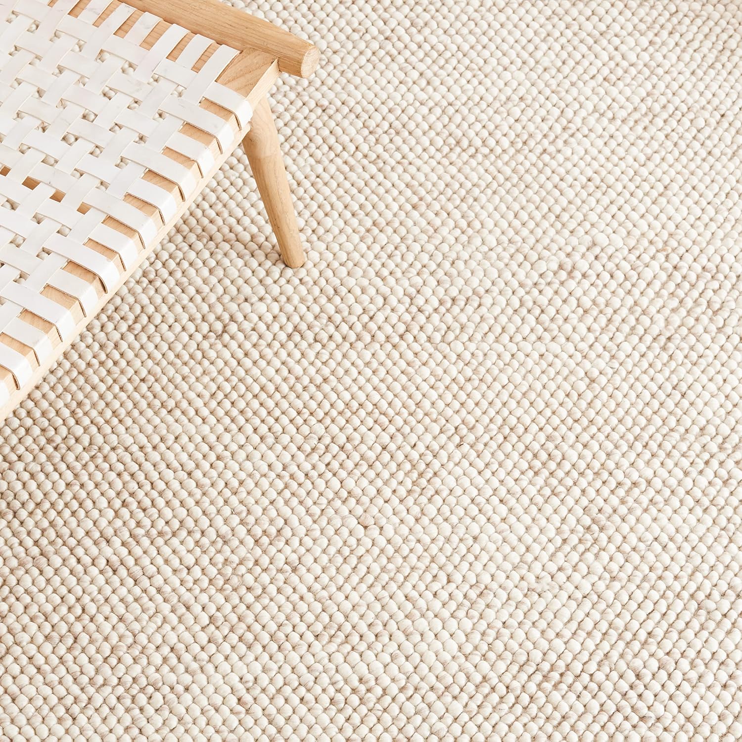 SAFAVIEH Area Rug 8x10 - Natura Collection - Large - Beige & Ivory, Handmade Wool Blend, Textured Design, Ideal for Living Room, Bedroom, Dining Space (NAT425B)