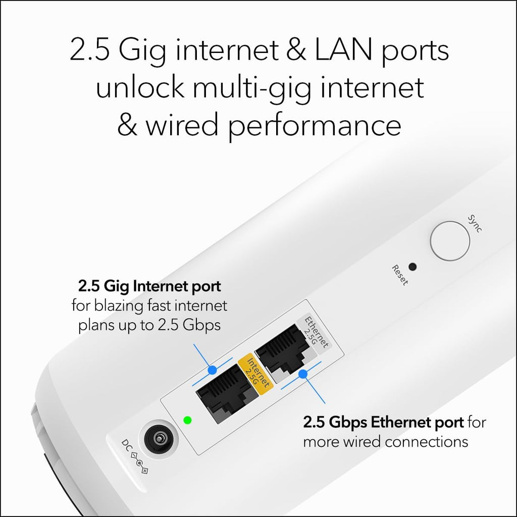 NETGEAR Orbi 370 Series Dual-Band WiFi 7 Mesh Network System for Home (RBE373) – Wireless Router + 2 Extenders  Security Features  5 Gbps  Covers 6 000 sq.ft.  70 Devices  2.5GB Internet Port  BE5000