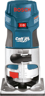 BOSCH PR20EVS Colt 1.0 HP Variable-Speed Palm Router - 5.6 Amp Motor, Soft Start, Constant ResponsCircuitry, Ergonomic Grip, Rugged Aluminum Base, Fixed, Quick-Clamp System, 1/4" Collet
