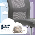 Serta Essential Armless TaskChair, Small Desk Chairs with Wheels, Breathable Mesh Back and Faux Leather, Quality Foam Cushion Seat for Comfort, Minimal Design for Vanity Table, Gray