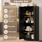 IDEALHOUSE Tall Pantry Cabinet, 60" Kitchen Pantry Storage Cabinet with 2 Doors and Adjustable Shelves, Freestanding Kitchen Cabinet, Cupboard for Dining Room, Bathroom, Antique Black