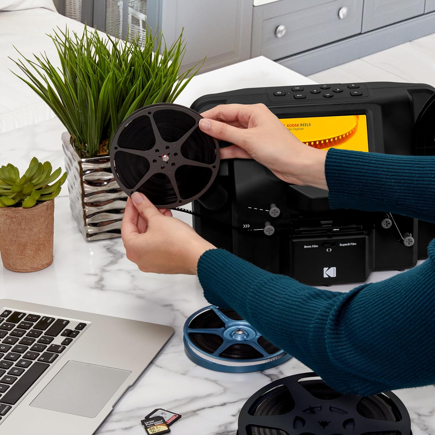 KODAK REELS 8mm & Super 8 Films Digitizer Converter with Big 5” Screen  Scanner Converts Film Frame by Frame to Digital MP4 Files for Viewing  Sharing & Saving on SD Card for 3” 4” 5” 7” and 9” Reels