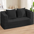 Futon Sofa Bed with Pillow, 3-in-1 Sleeper Sofa Bed with Removable Cover, Convertible Floor Sofa Bed, No Assembly Boneless Couch for Living Room, Bedroom