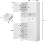 TEENFON 57.8" H Tall Bathroom Storage Cabinet with 4 Doors & 2 Adjustable Shelves, Freestanding Bathroom Cabinet with 2 Drawers, Kitchen Cabinets & Pantry, Cupboard for Kitchen, Dining Room, White
