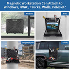 Magnetic Toolbox, Magnetic Laptop Stand Portable Workstation with Magnets, Rated at 45 Pounds Hands-Free Utility Shelf for Attaches to Flat Steel Surface HVAC, Trucks, Walls, Poles etc