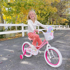 JOYSTAR Angel Girls Bike for Toddlers and Kids Ages 2-13 Years Old, 12 14 16 18 20 Inch Kids Bike with Training Wheels & Basket, 20 24 Inch Girls Bicycle with Handbrake & Kickstand