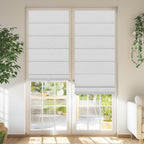 BERISSA Cordless Roman Shades for Windows Blackout,Pull Down Linen Fabric Roman Blinds,Privacy Window Shades for Door Windows,Bedroom,Office,Easy to Install,Misty White,72" W x 78" H.