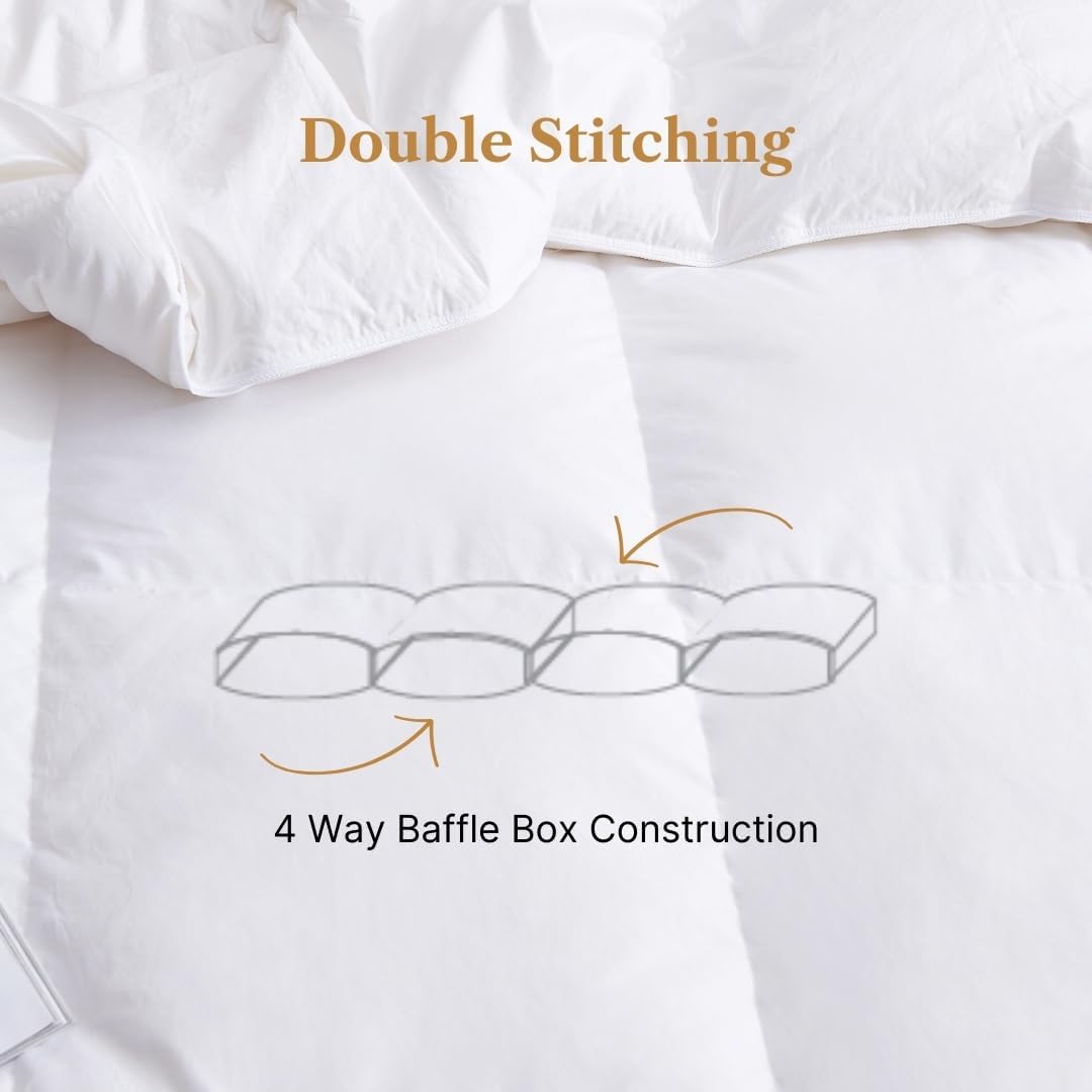 Royal Elite Goose Down Comforter King Size- Made in Canada White Goose Down Duvet Insert- Oeko Tex Certified Cotton Shell-Lightweight&Fluffy