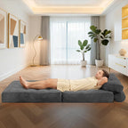 HABUTWAY Folding Sofa Bed, Convertible Sleeper Chair Bed w/Dual-Pillow & Handle, Foldable Floor Sofa Lounge w/Back Support for Living Room, Bedroom, Apartment, Office, Single, Grey