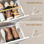 HOMCOM Shoe Cabinet with 2 Flip Drawers, Narrow Shoe Storage Cabinet with Adjustable Shelves and Open Shelf, Farmhouse Storage Organizer for Entryway, Hallway, Holds 12-16 Pairs, White
