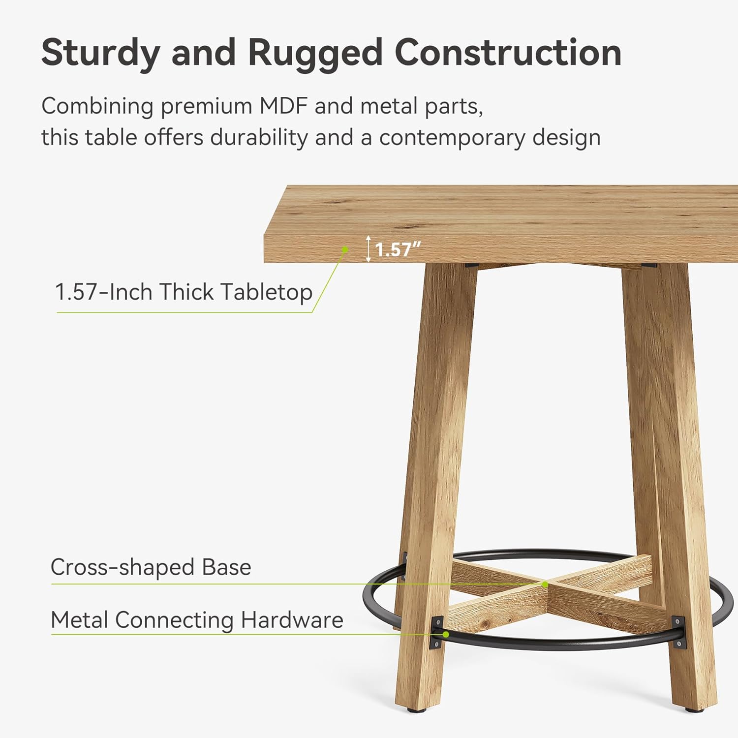 LITTLE TREE 31.5 Inch Modern Dining Table, Square Kitchen Table for Small Space, Perfect for 2-4 People, Mid-Century Modern Style for Kitchen & Dining Room, Brown & Black