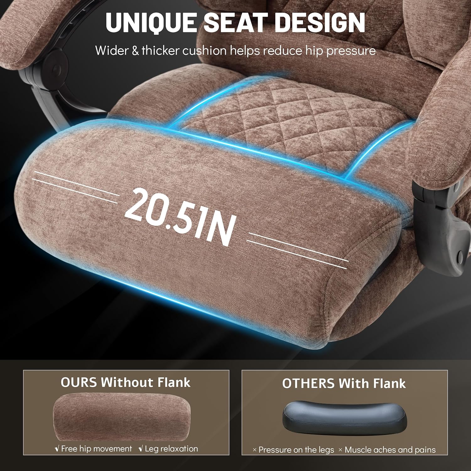 Massage Office Chair with Foot Rest,6 Points Vibration & Heat Executive Office Chairs for Heavy People,500LBS Big and Tall Office Chair,Ergonomic Reclining Desk Chair,Dual-Use Pillow,Brown