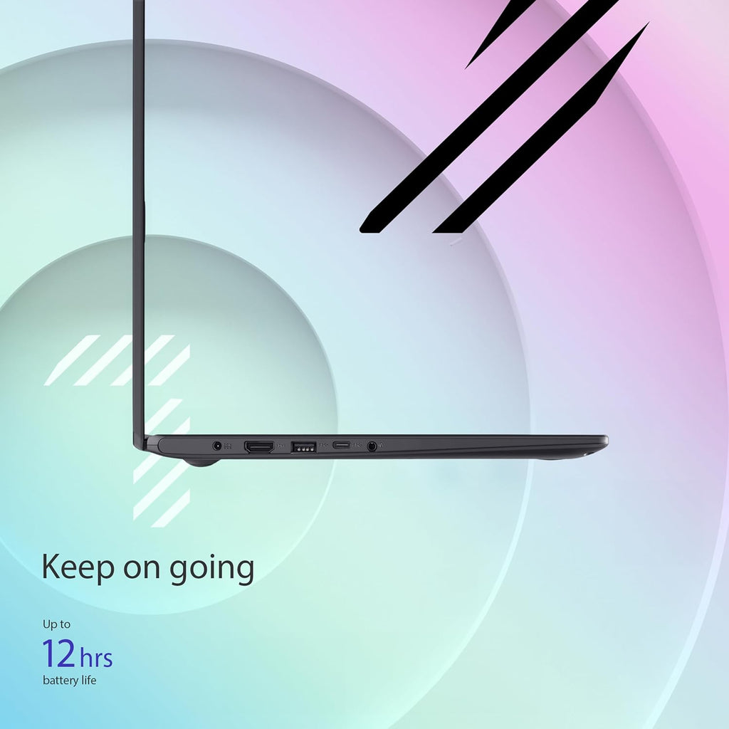 ASUS 15.6” Vivobook Go Slim Laptop  Thin & Portable for Student Study  Intel Dual Core N4500  4GB RAM  128GB SSD  Windows 11  Star Black  L510KA-ES04