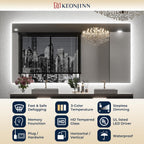 Keonjinn 60" x 36: Lighted Bathroom Mirror, Large LED Backlit Miroor, 3 Colors Lights Warm/Natural/White, HD Tempered Glass, Safe Anti-Fog, Dimmable, Oversinzed LED Bathroom Mirrors
