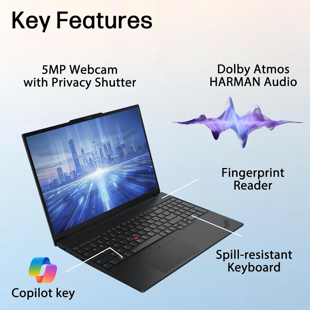 Lenovo ThinkPad E16 Gen 3 16" FHD+ Business Laptop Computer  Intel 14-Core Ultra 5 225H  16GB DDR5  512GB SSD  WiFi 6E  Bluetooth 5.3  Backlit Keyboard  Fingerprint Reader  Windows 11 Pro  no Mouse