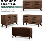 Acacia Legacy Dresser for Bedroom with 6 Drawers, Solid Wood Double Dresser for Bedroom, Living Room, Hallway, Walnut