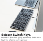 Macally Wired Keyboard for Mac with USB Hub (2X USBC / 1x USBA) - Compatible Small Apple Keyboard with 2 in 1 USB Plug - for MacBook Pro/Air, Mac mini, iMac