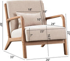 INZOY Mid-Century Modern Accent Chair Set of 2, Upholstered Living Room Chairs with Waist Cushion, Reading Armchair for Bedroom Sunroom