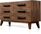Acacia Legacy Dresser for Bedroom with 6 Drawers, Solid Wood Double Dresser for Bedroom, Living Room, Hallway, Walnut