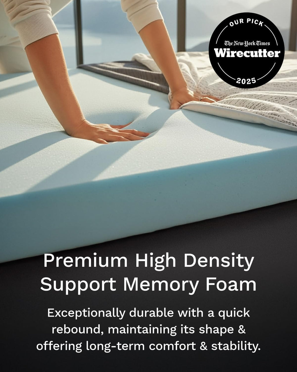ViscoSoft 3 Inch Memory Foam Mattress Topper King - Select High Density - (Gel-Infused and Ventilated) Mattress Pad with Soft Removable Bamboo-Rayon Cover