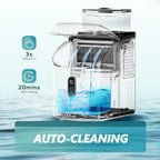 EUHOMY Ice Cube Maker Machine Countertop with External Water Tank, 2 Ways to Add Water, 34Lbs/Day, 16Pcs Ready in 7 Mins, Auto-Cleaning, with Ice Scoop & Basket, for Home/Kitchen/Office/Bar (Black)