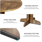 IDEALHOUSE Round Dining Table for 4, 47 Inches Circle Dining Room Table with Wooden Base for Kitchen, Living Room (Table Only), Brown