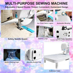 Sewing Machine for Beginners, Starter Safe Sewing Machine For Grandmother, Granddaughter, Adults, 505 New Upgraded Pro Sewing Machines with Extension Table -7 Presser Feet, Foot Pedal