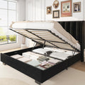 51" Tall Headboard Lift Up Bed Frame, Queen Size Bed Frame with Storage Underneath, Velvet Wingback Design, No Box Spring Required, Wood Slats Support, Noise-Free Bed (Queen,Black)