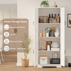 IDEALHOUSE Tall Pantry Cabinet, 60" Kitchen Pantry Storage Cabinet with 2 Doors and Adjustable Shelves, Freestanding Kitchen Cabinet, Cupboard for Dining Room, Bathroom (White)