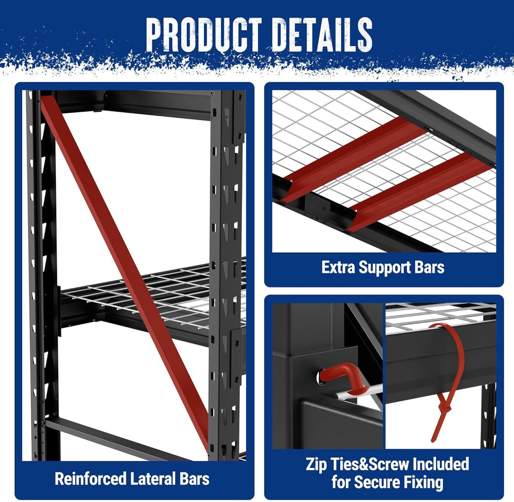 WORKPRO 77" Extra-Width Garage Shelving Units, 6400LBS Heavy Duty Utility Shelves, 4 Tier Industrial Adjustable Metal Storage Rack for Warehouse Shop Basement Organizers, 77”W x 24”D x 72”H
