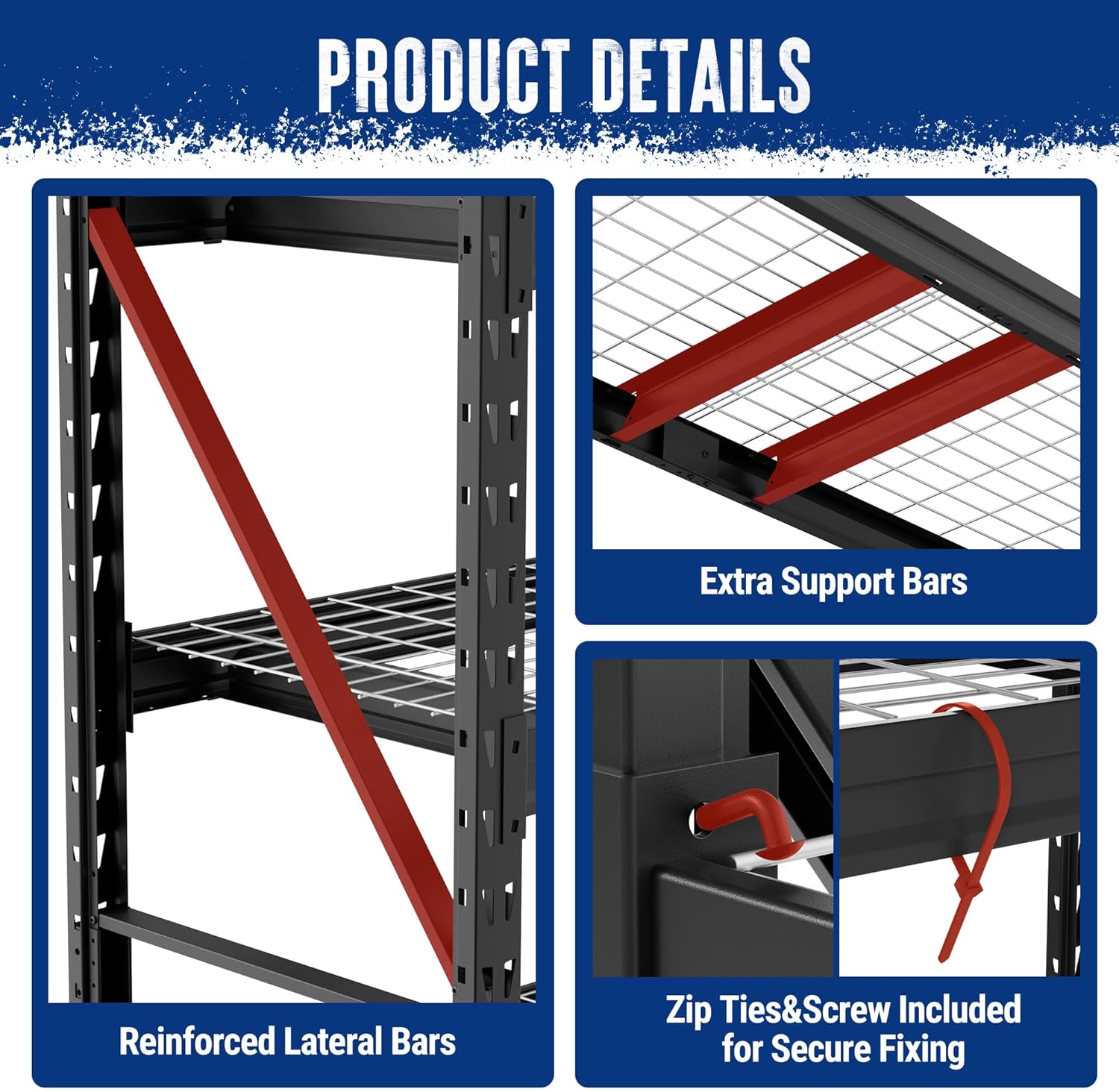 WORKPRO 77" Extra-Width Garage Shelving Units, 6400LBS Heavy Duty Utility Shelves, 4 Tier Industrial Adjustable Metal Storage Rack for Warehouse Shop Basement Organizers, 77”W x 24”D x 72”H