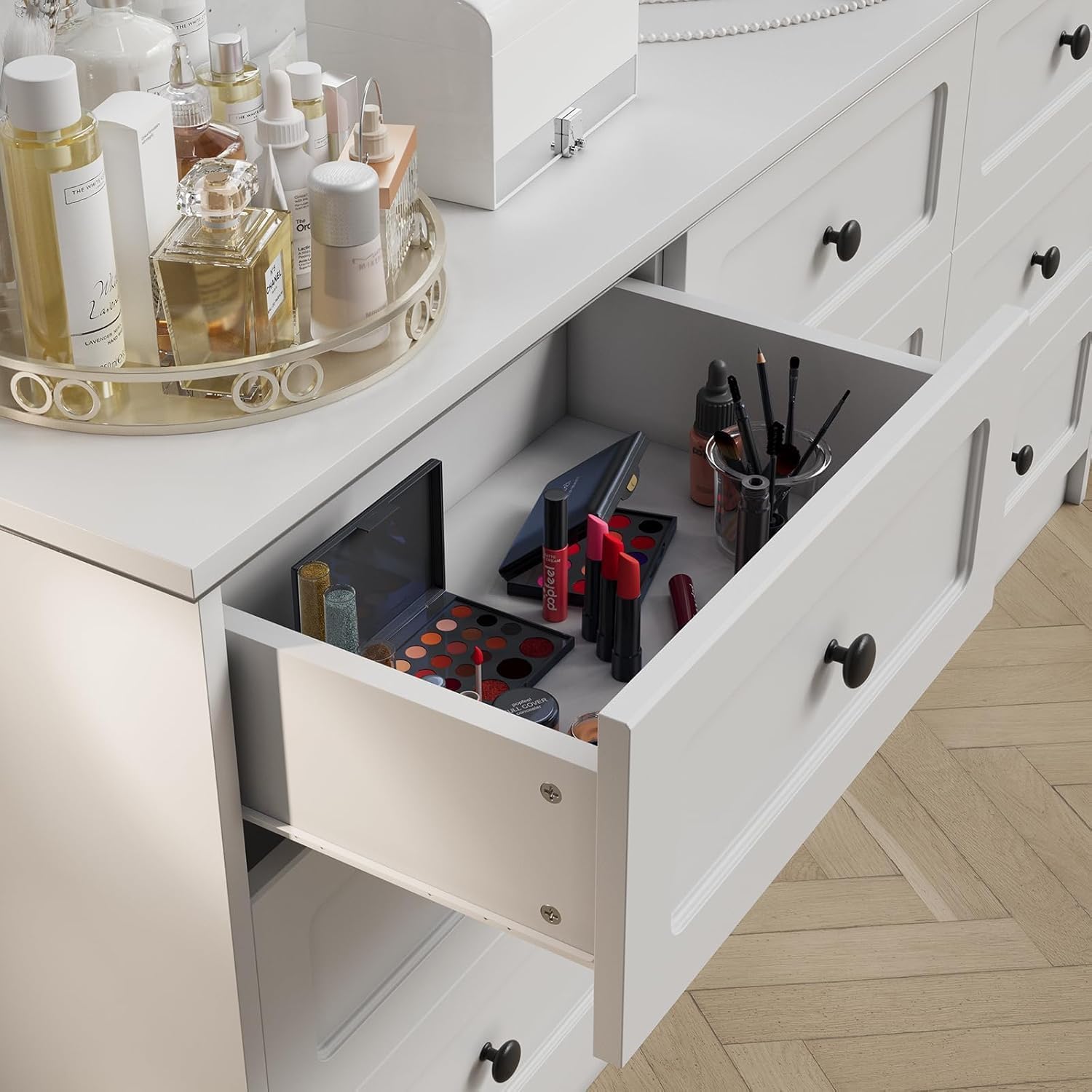 63 Inch 9 Drawer Tall Dresser, White Dresser for Bedroom, Modern Chest of Drawers with Deep Drawers and Handles, Wooden Dressers TV Stand, Long Dressers Organizer for Living Room, Hallway