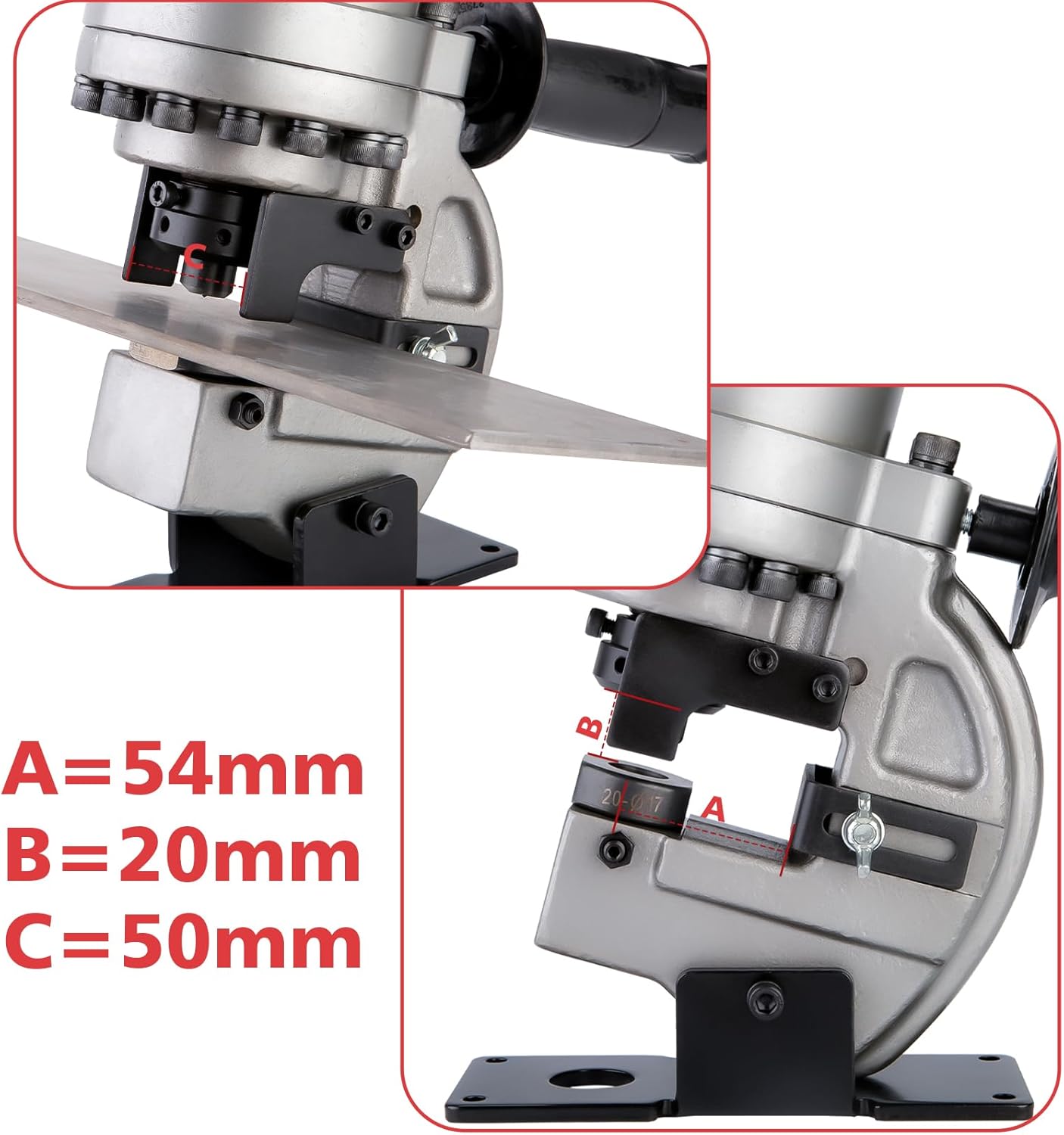 1300W Electric Hydraulic Hole Puncher Φ1/4"-4/5" hydraulic Punching Machine Punching Tool with 5 Dies for Iron Copper Aluminum Plate Angle Steel (PM20)