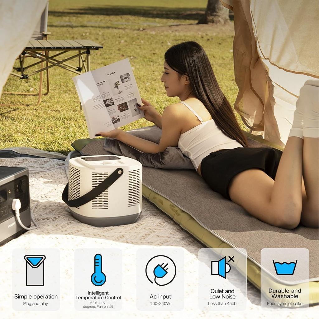 Comfort for Beds,Bed Water Cooling System with Portable Cooling Mattress & Heater(54°F-115°F), Quiet Operation,with Blankets Zone Any Size Bed .for Indoor