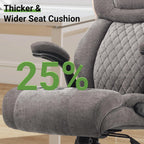 Office Chair, Big and Tall Executive Chairs with Lumbar Support for Back Pain, Breathable Fabric Desk Computer Chair with Adjustable Flip-up Armrests,Wide Cushion Swivel Home Office Chair Black,Grey