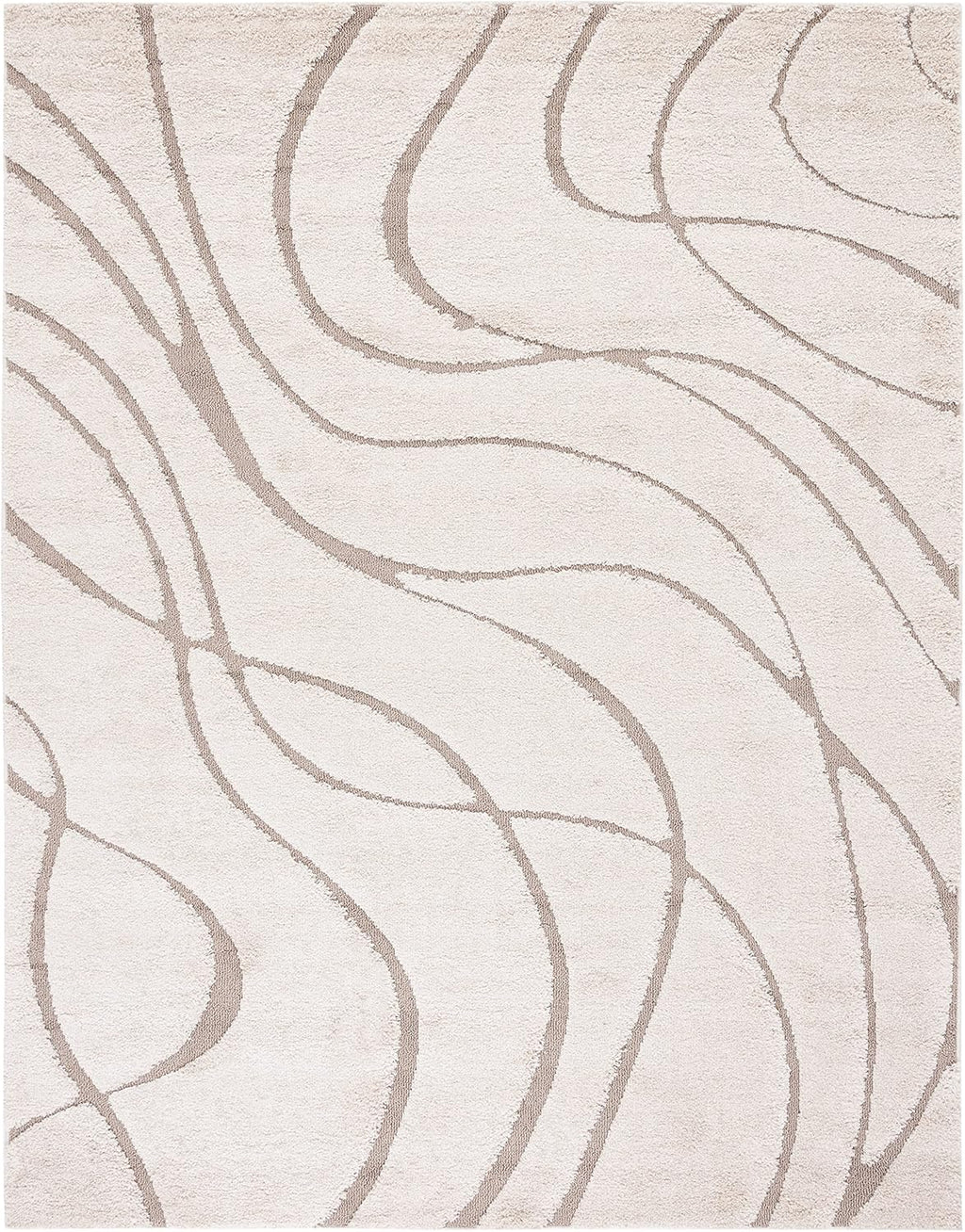 SAFAVIEH Florida Shag Collection Area Rug - 9'6" x 13', Cream & Beige, Non-Shedding & Easy Care, 1.2-inch Thick Ideal for High Traffic Areas in Living Room, Bedroom (SG471-1113)